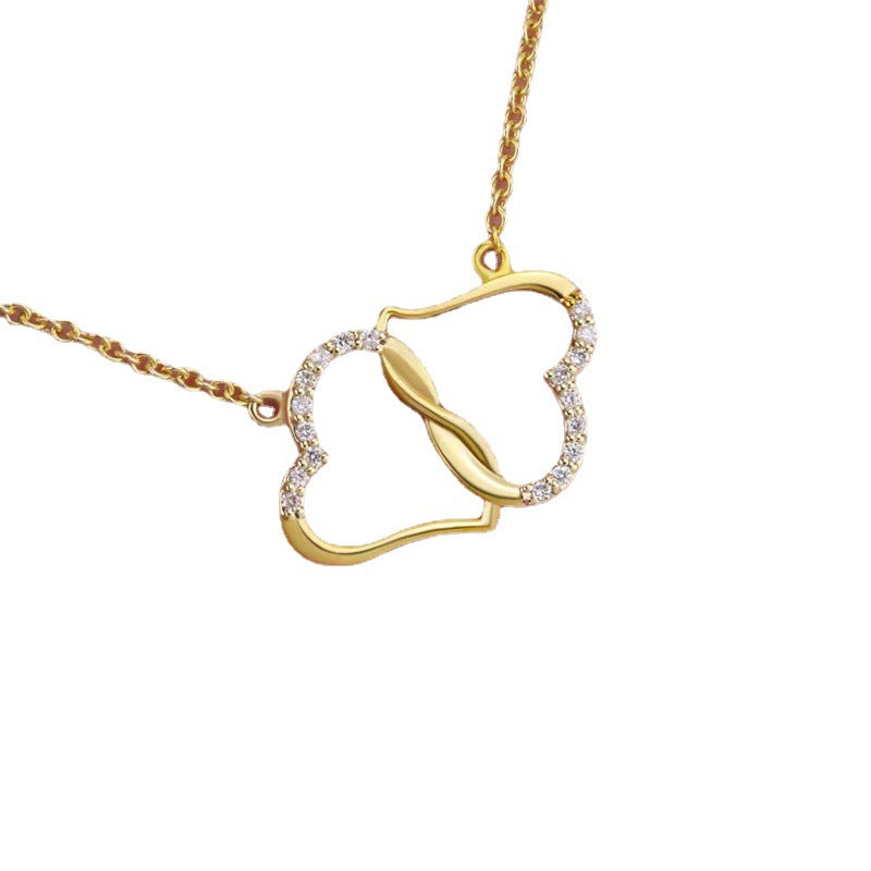 double heart gold necklace