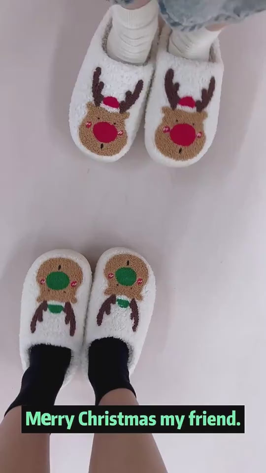 Christmas Shoes Winter Home Slippers Elk Soft Cozy Bedroom Slipper Slip On House Shoes