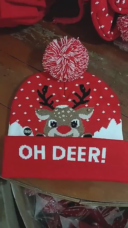 LED Christmas Hat Sweater Knitted Beanie Christmas Light Up Knitted Hat Christmas Gift  Kids Xmas New Year Decorations
