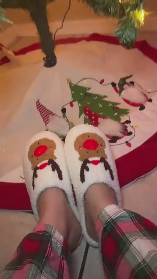 Christmas Shoes Winter Home Slippers Elk Soft Cozy Bedroom Slipper Slip On House Shoes
