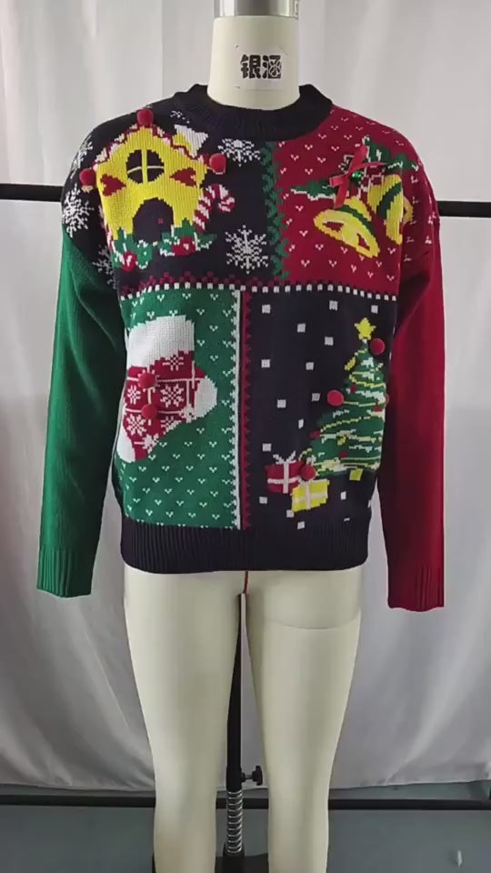 Women's Pullover Christmas Tree Snowflake Christmas Knit Sweater