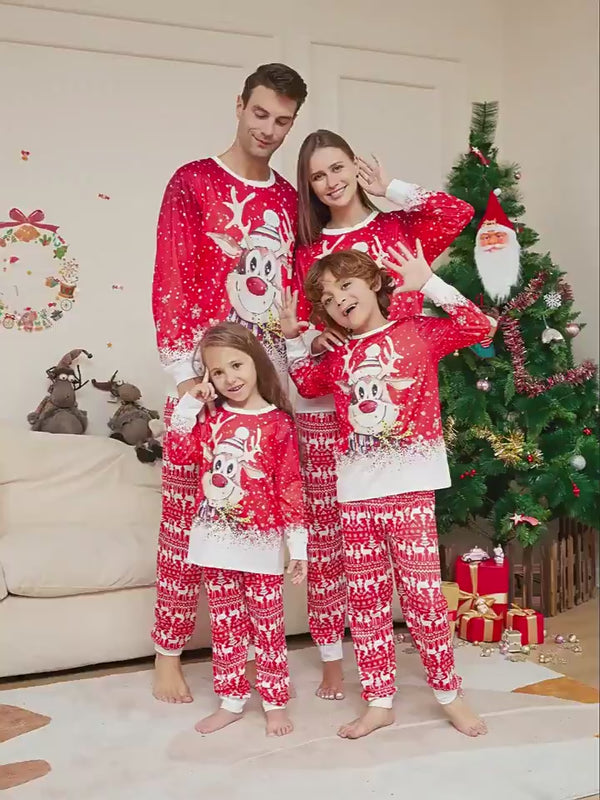Christmas Parent-Child Clothes Set Long Sleeve T-Shirt Plaid Pants Family Matching Pajamas