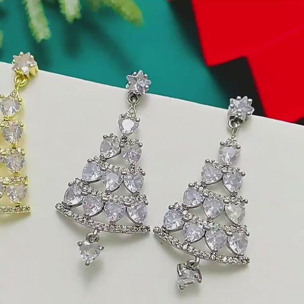 Women's High-quality Silver Needle Christmas Tree Earrings